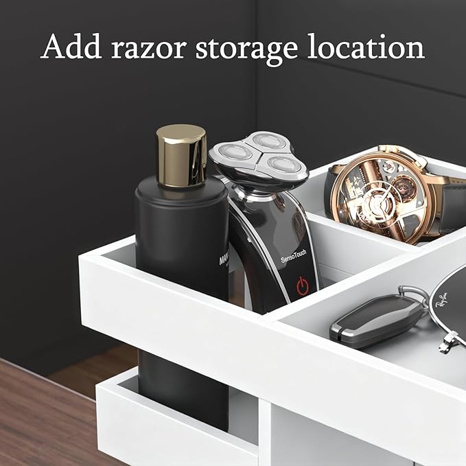 Cologne Organizer for Men Women, Large Capacity Wood Perfume Shelf with Rotate Makeup Organizer Bathroom Vanity Countertop Storage
