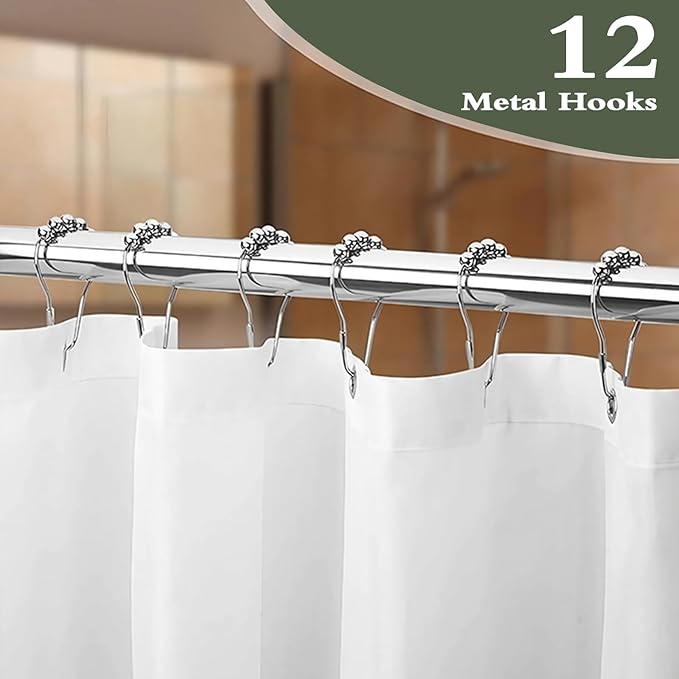 Accnicc Green Misty Forest Shower Curtain Ombre Sage Green White Waterproof Fabric Shower Curtains for Bathroom Nature Pine Tree Mountain Woodland Decorative Bath Curtain Decor (72'' × 72'')