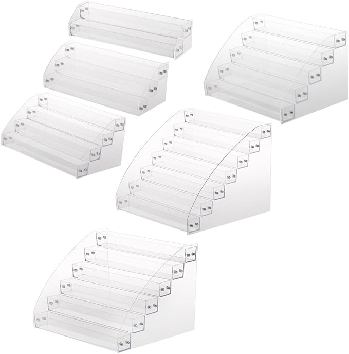 Nail Polish Organizer, Clear Acrylic Makeup Fingernail Polish Bottles Tray Tabletop Display Stand Storage Rack Transparent Essential Oil Stand Holder for Home and Commercial Organization(Seven Layers)