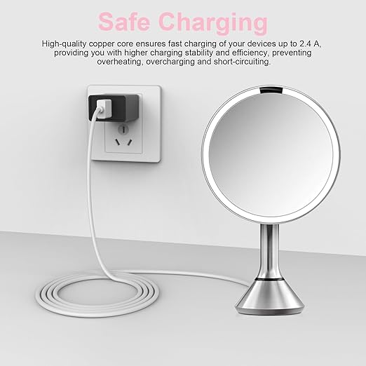 Zosvoses Micro USB Charging Cable Compatible with Simplehuman 5 inch & 8 inch Round Sensor Makeup Mirror, 6.6ft