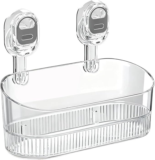 2026 New No-Drill Bathroom Suction Storage Box, Suction Cup Shelf, Multi Functional Wall-Mounted Organizer for Home Bathroom