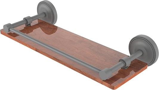 Allied Brass PRBP-1-16-GAL-IRW-GYM Prestige Regal Collection 16 Inch Solid IPE Ironwood Gallery Rail Shelf, Matte Gray