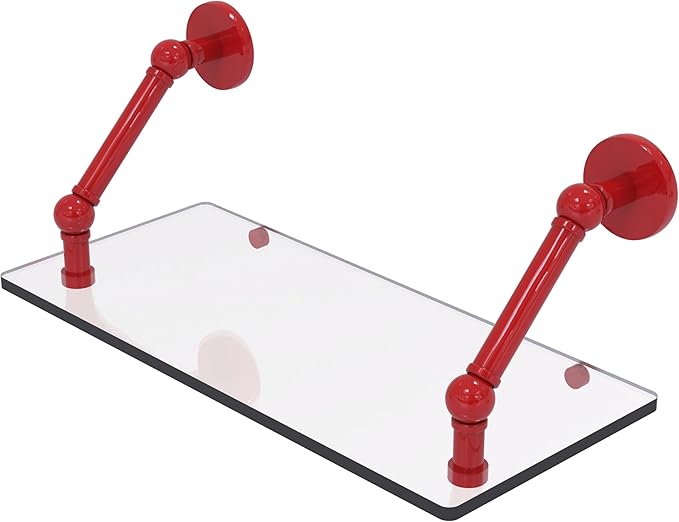 Allied Brass P1000-1-18-FER Prestige Skyline Collection 18 Inch Floating Glass Shelf, Fire Engine Red