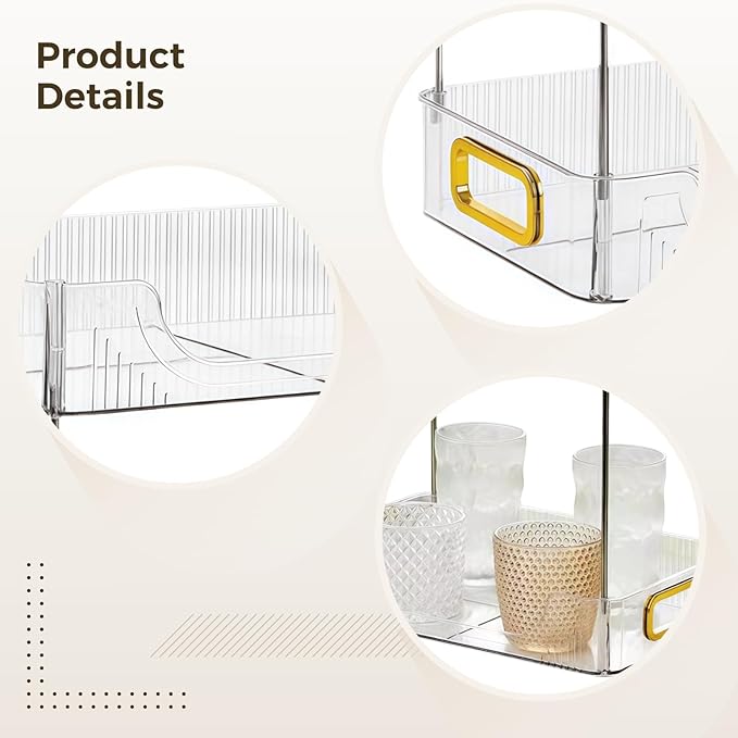 Double Layer Bathroom Shelf Organizer with Clear Plastic Tray, Removable Storage Rack, Gold Handles for Skincare and Toiletries