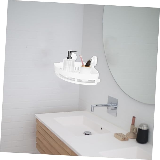 Holibanna Triangle Wall-Mounted Storage Shelf Bathroom Organizer Rack for Shampoo and Sundries Space-Saving Adhesive Storage Holder for Towels and Toiletries