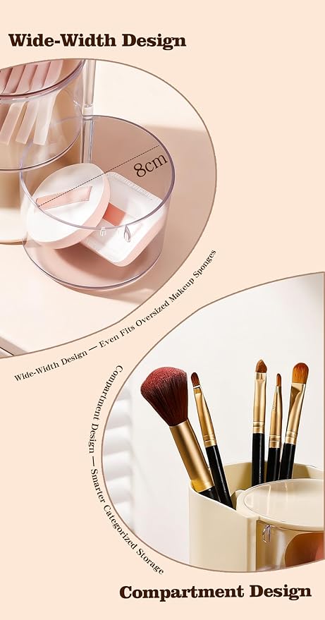 2-Layer(white) Clear Hair Accessories Organizer,Hair Caddy Organizer,with Hair Brushes Holder Rotatable Small Jewelry Box for Hair Clip, Earring Necklaces, Makeup Brush, Hair Accessories.