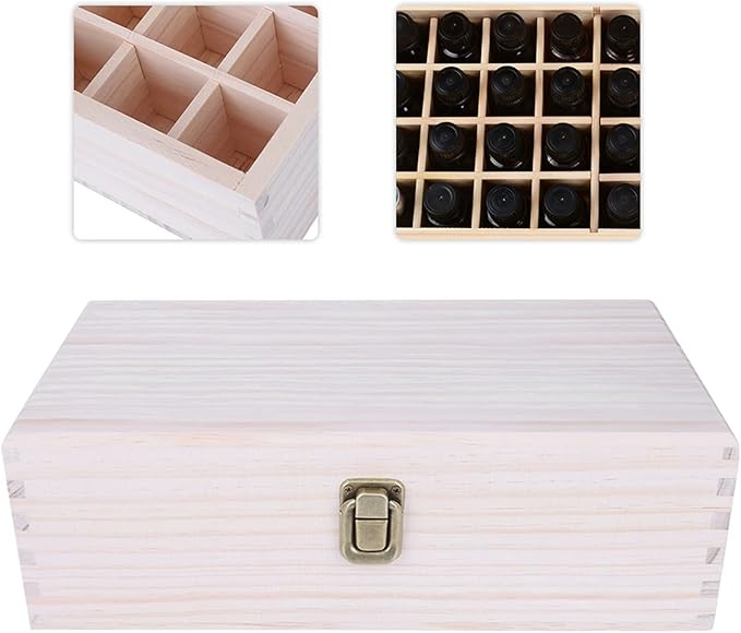 Essential Oil Storage Box Case, 32 Slots Wooden Organizer Holds Essential Oil Storage Container Nail Gel Display Box Makeup Case For Carrying And Home Storage Display
