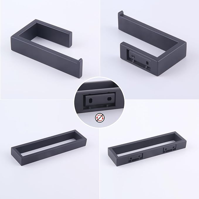GERZWY Bathroom Accessory 2-Piece Set SUS 304 Stainless Steel Toilet Paper Holder Towel Ring Wall Mount, Matte Black HG1708-2BK