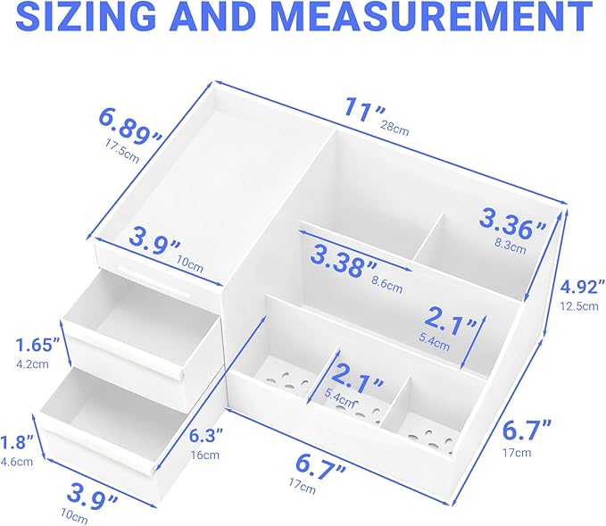 Makeup Organizer with Drawers, Cosmetic Organizer for Vanity Dresser Bathroom Countertop, Large Capacity Makeup Organizer for Skincare, Lipstick, Palettes, Perfume & Brush Display Holder 2Pack