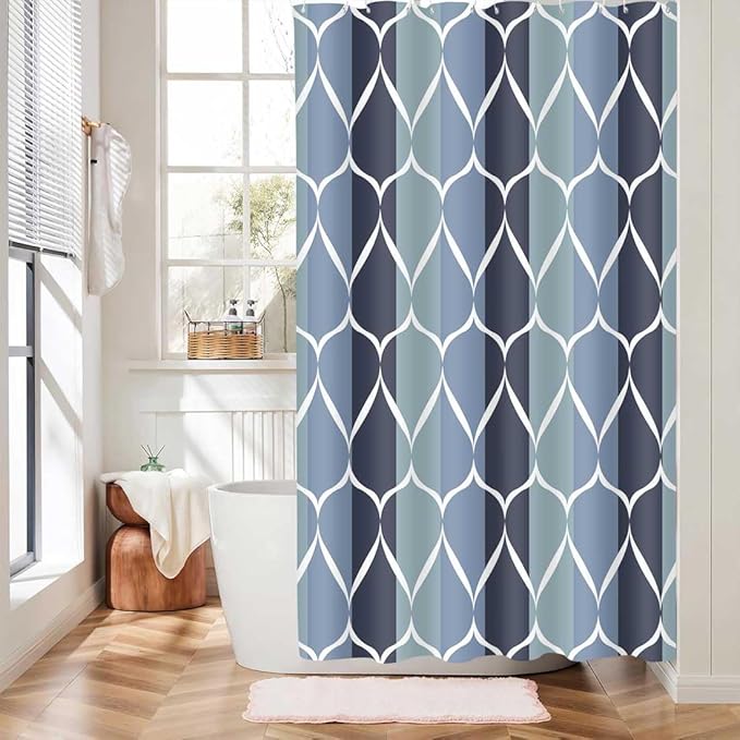 Blue Shower Curtain RV Shower Curtain Modern Bathroom Shower Curtains Waterproof Fabric Machine Washable Shower Curtain Set 47 x 64 Inches