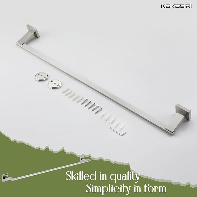 KOKOSIRI 32 Inch Bath Towel Bars Bathroom Towel Racks Towel Holder Towel Rods Kitchen Towel Hanger Bathroom Accessories Stainless Steel Wall Mounted Satin Nickel B4006BR-L32