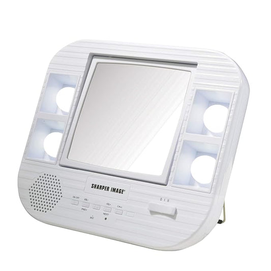 JERDON Two-Sided Bluetooth Makeup Mirror with Lights - Vanity Mirror with 5X Magnification & Multiple Light Settings - White - Model J1025