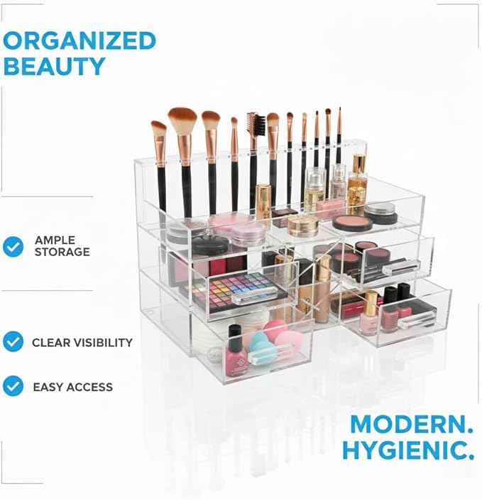 OnDisplay Acqua Luxury Handmade Acrylic Cosmetic/Makeup Organizer