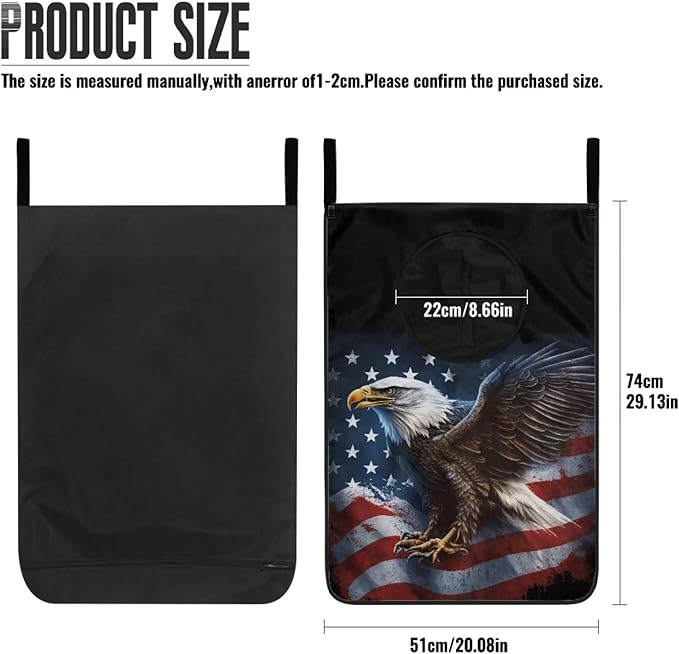 ZFRXIGN American Flag Eagle Hanging Laundry Hamper Bag Over Door Laundry Basket Space Saving Organizers Large Capacity Laundry Room Organization Hamper for Travel Home Office