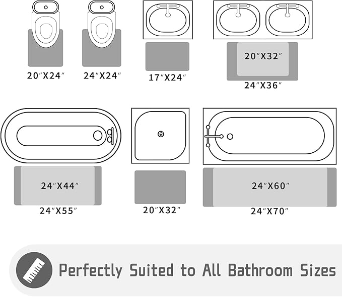 Yimobra Bathroom Runner Rug 70x24 Inch - Extra Long Non Slip Chenille Bath Mat, Soft & Absorbent, Machine Washable Shaggy Hallway Carpet for Vanity Tub Shower, Denim Blue Home Decor Accessories