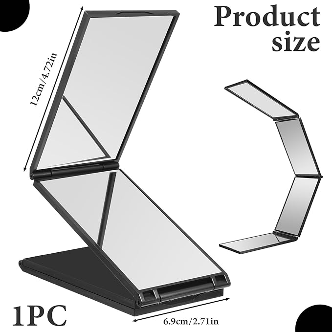 Vin Beauty 4 Way Mirror Foldable Makeup Mirror Portable 360 Degree Handheld Haircut Mirrors 4 Barber Desktop DIY Haircut Tool for Hair Cuting Styling Grooming Sided Self Haircuts for Home and Salon