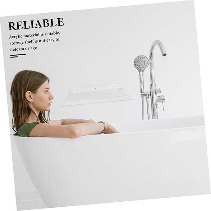 Healifty Wall Shelf Clear Shelves for Bathroom Organizing Shower Rack Toilet Storage Mounted Organizer Storage Stand Acrylic Transparent