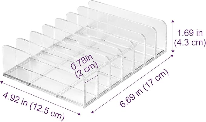 Lolalet [2 Pack] Clear Acrylic Makeup Palettes Organizer, Divided Sections Stand Rack For Eyeshadows Contours Bronzers Blush Face Powder, Cosmetics Display Storage Holder ?€? 14 Slots