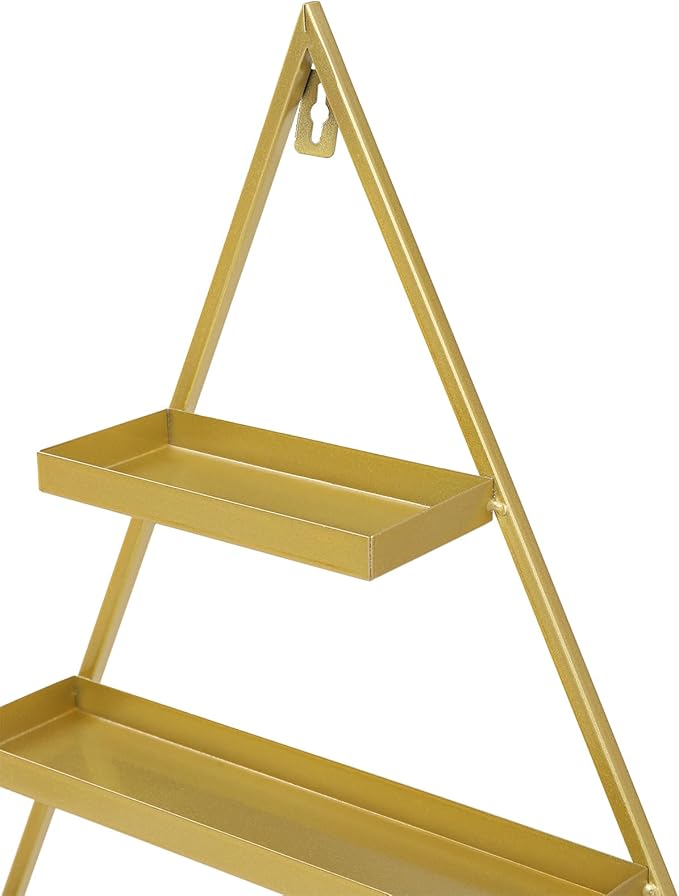Triangular Nail Polish Display Rack Wall-Mounted,5 Tiers Metal Free Combination Floating Shelves, Cosmetic Display Perfume Holder Lipstick Shelf for Nail Salon Shop(Gold)
