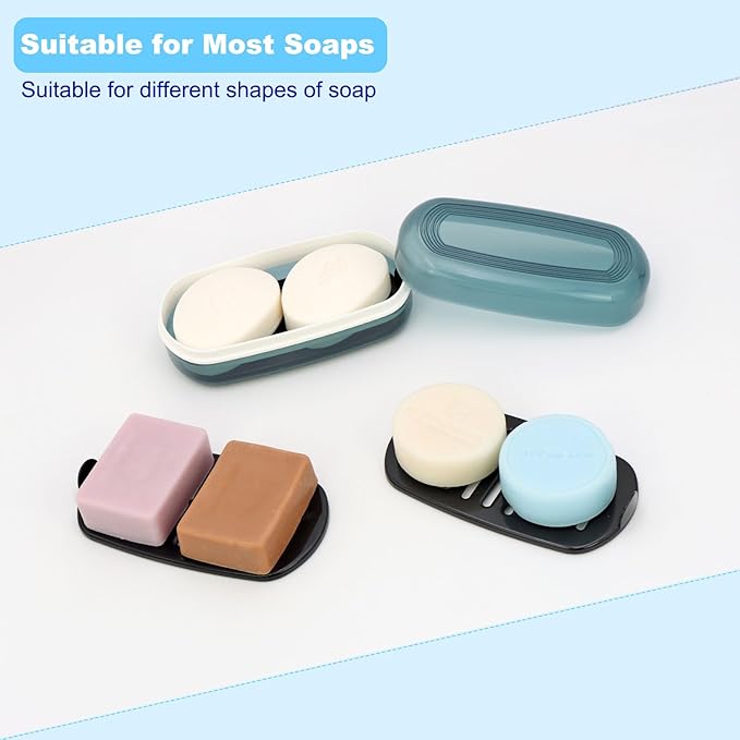 HAYSNA Solid Shampoo Bar Holder, Large Bar Soap Holder, Travel Soap Container, Soap Box with Draining Layer, Soap Case for Bathroom, Traveling, Gym, Camping (Blue Style-1-Large)