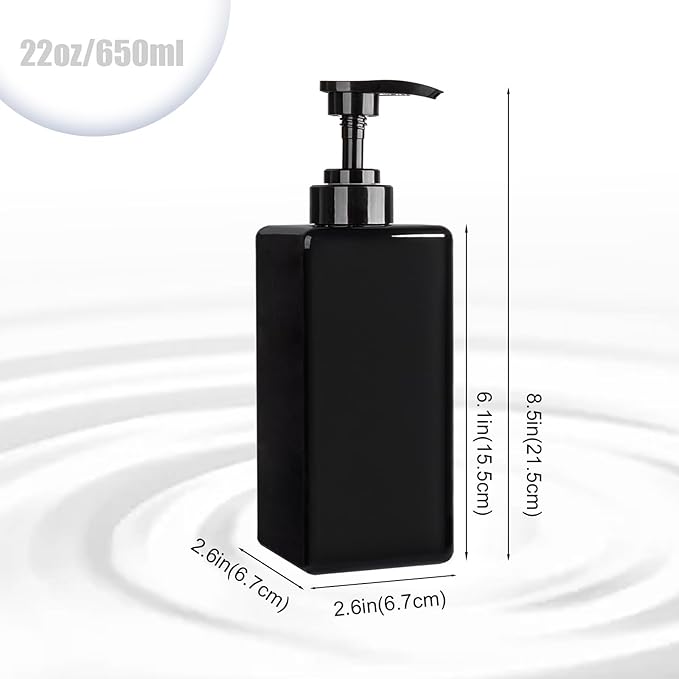Hand Soap Dispenser, Plastic Pump Bottles, Refillable Empty Lotion Dispenser Liquid Container for Bathroom Kitchen College Dorm, 22 oz 4 Pack Black