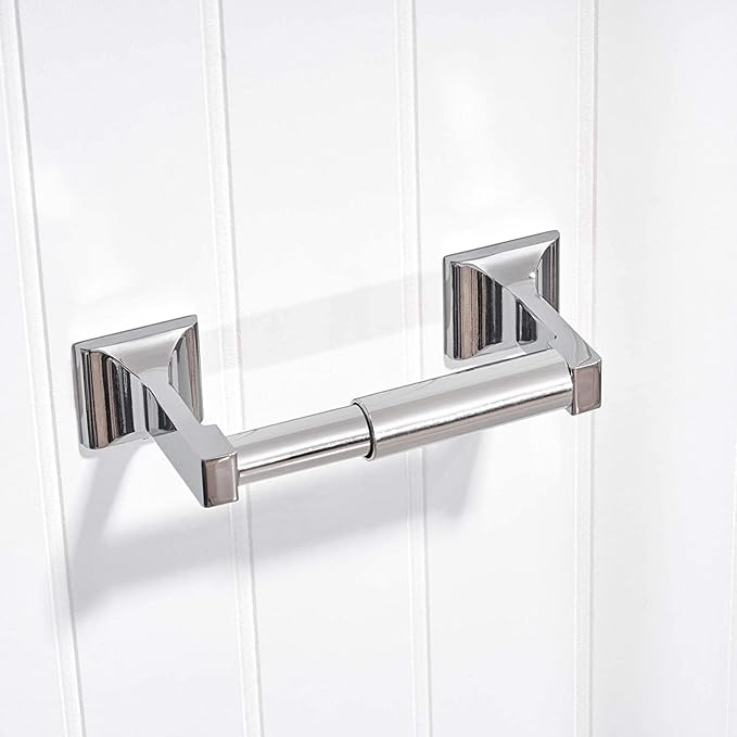 TuoxinEM 2 Pieces Universal Plastic Spring Loaded Toilet Paper Holder Roller Replacement, Chrome (Silver)
