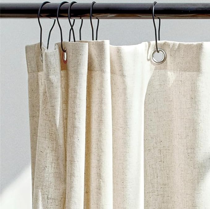 Felisa Extra Long Farmhouse Shower Curtain with A Ruffle Hem,72 x84 inches Linen Blend Shower Curtain for Bathroom,Natural