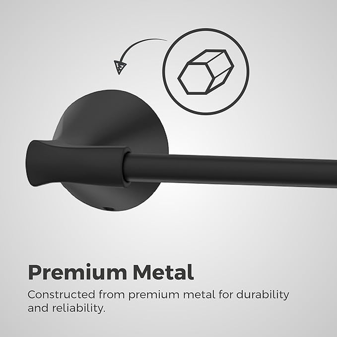 Pfister Willa Bath Towel Bar for Bathroom, 24-Inch, Wall-Mounted, Screw-in, Matte Black Finish, BTBWLL2B