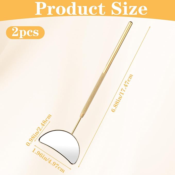 2 PCS Lash Mirror for Eyelash Extensions, Stainless Steel Lash Mirror, Half Moon Eyelash Mirrors for Lashes, Detachable Lashes Inspection Mirrors for Beauty Supplies