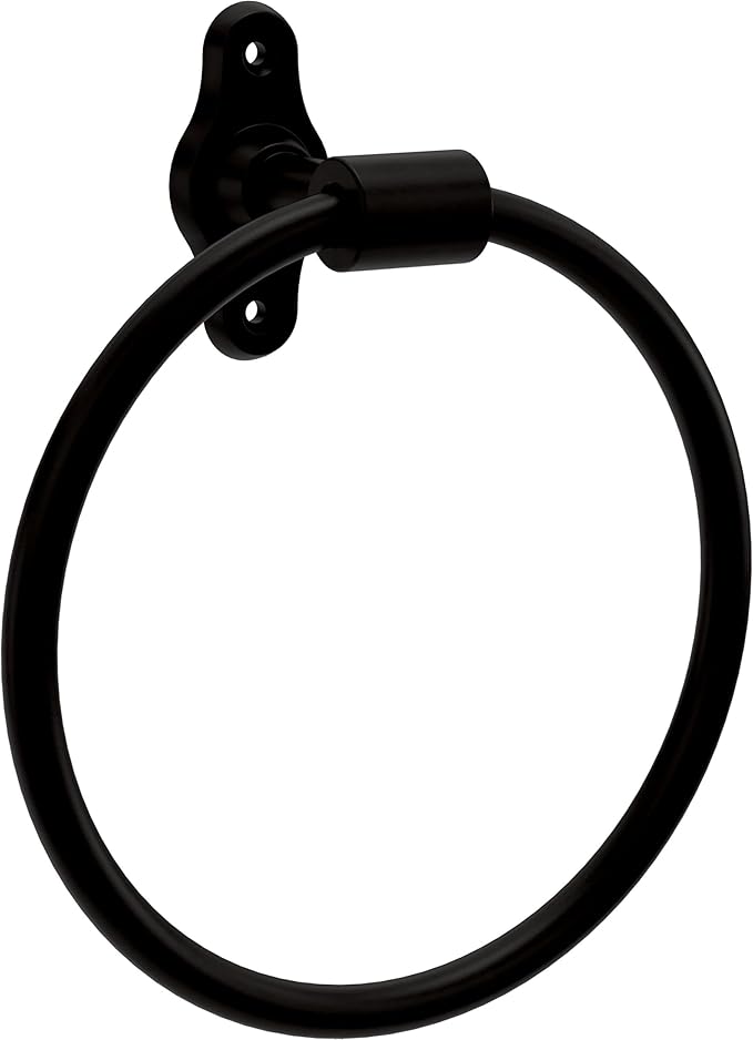 Franklin Brass Calloway (1-Pack) Hand Towel Holder Matte Black Towel Racks for Bathroom Wall Round Towel Ring Holder for Bath Towel Hanger for Kitchen, Bathroom Accessories CLWY46-MB