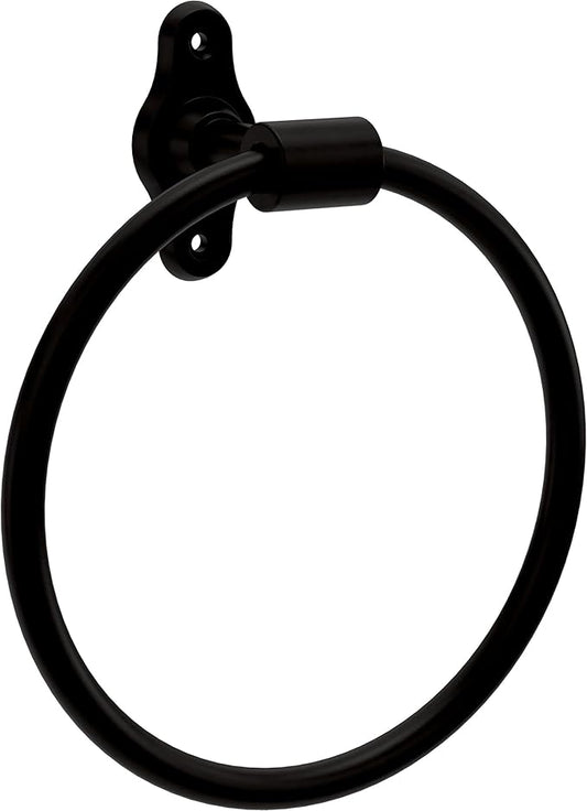 Franklin Brass Calloway (1-Pack) Hand Towel Holder Matte Black Towel Racks for Bathroom Wall Round Towel Ring Holder for Bath Towel Hanger for Kitchen, Bathroom Accessories CLWY46-MB