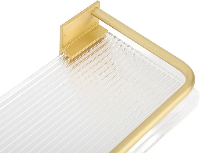 Floating Bathroom Shelves Wall Mounted, Modern Bathroom Organizer with Metal Rail for Decor, Bathroom Organizers and Storage, Over Toilet Shelves for Toilet Paper (Gold)