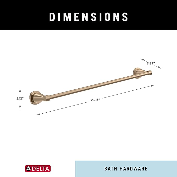 Delta Faucet Stryke 24 inch Towel Bar, Champagne Bronze, Bathroom Accessories, 77624-CZ