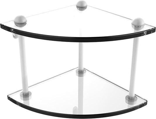 Allied Brass RC-3-WHM Two Tier Corner Glass Shelf, Matte White