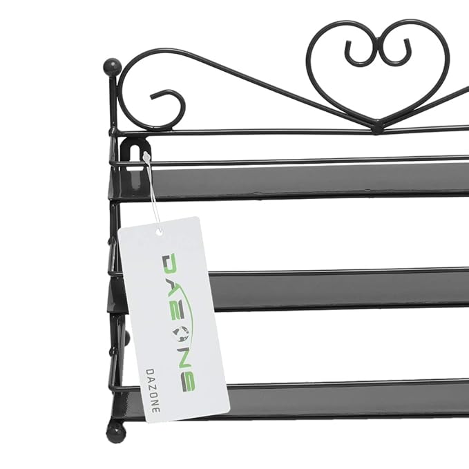Dazone Mounted 3 Tier Metal Shelf Nail Polish Wall Rack Essential Oils Perfume Organizer (Black)