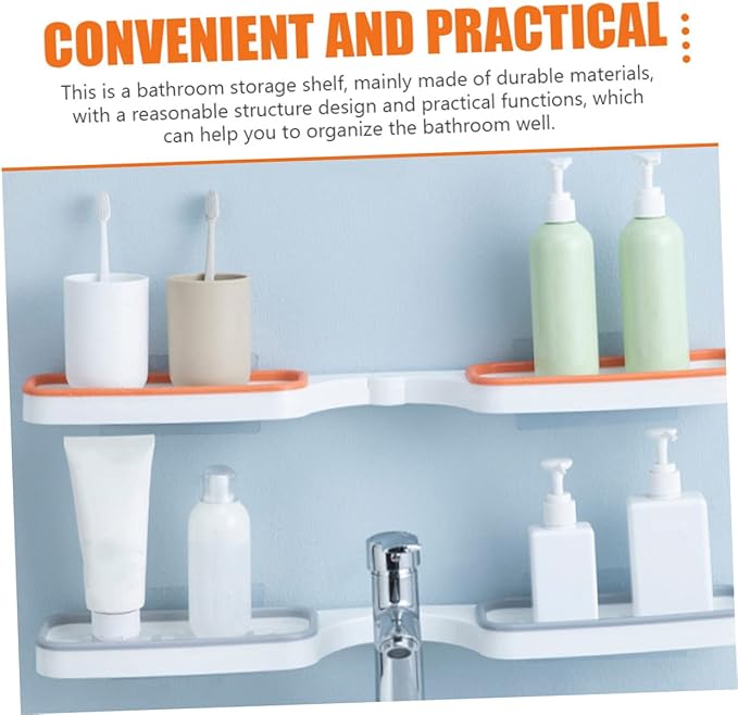 Cabilock 2Pcs Wall Mounted Bathroom Storage Racks Foldable Toiletry Shelf Holders Material Stylish Organizer for Shampoo Cosmetics and Items Grey