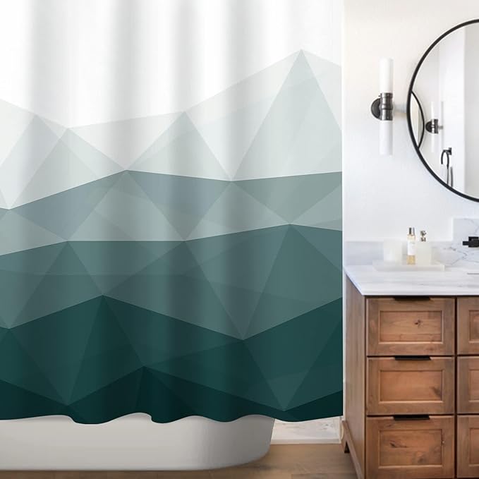 Sunlit Designer Shower Curtain, Popular Shower Curtain, Ombre Dark Green Fabric Shower Curtains for Bathroom Decor, Contemporary Bathroom Curtains, Dark Green
