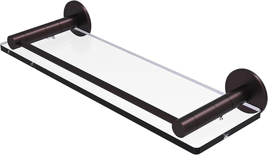 Allied Brass FR-1/16G-ABZ Fresno Collection 16 Inch Glass Vanity Rail Shelf, Antique Bronze