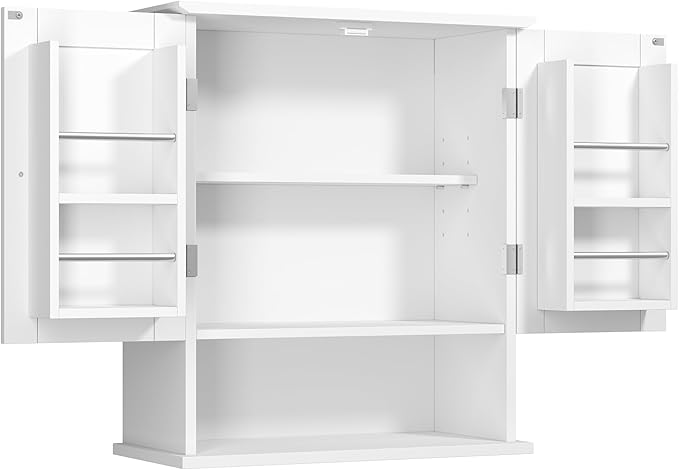 ChooChoo Kitchen Cabinet Wall Mounted, Laundry Room Cabinet with Door Shelves, Bathroom Wall Cabinet with Adjustable Shelf, Medicine Cabinet for Bathroom, Kitchen, Laundry Room, White