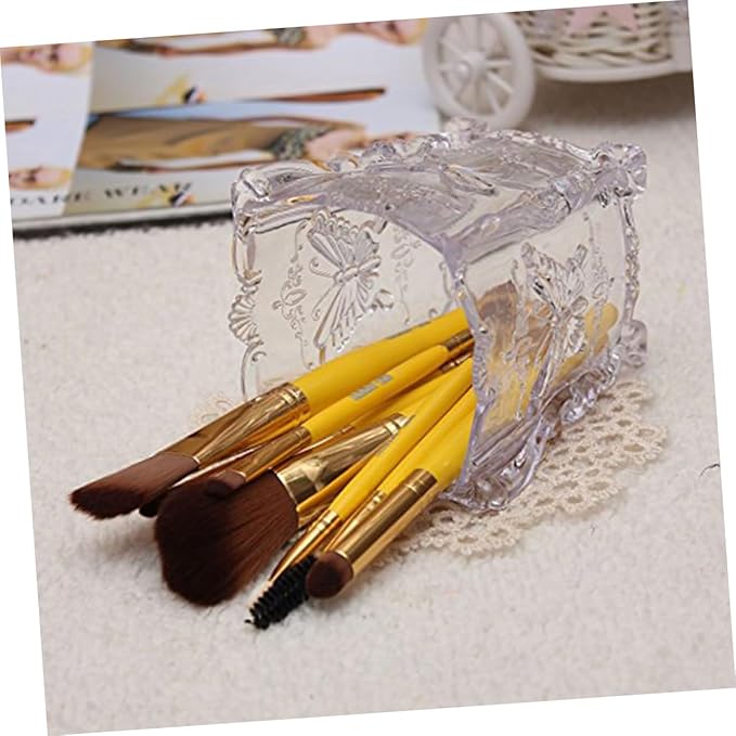 Operitacx Makeup Brush Container Cup Butterfly Decorated Acrylic Brush Holder Elegant and Sturdy Storage