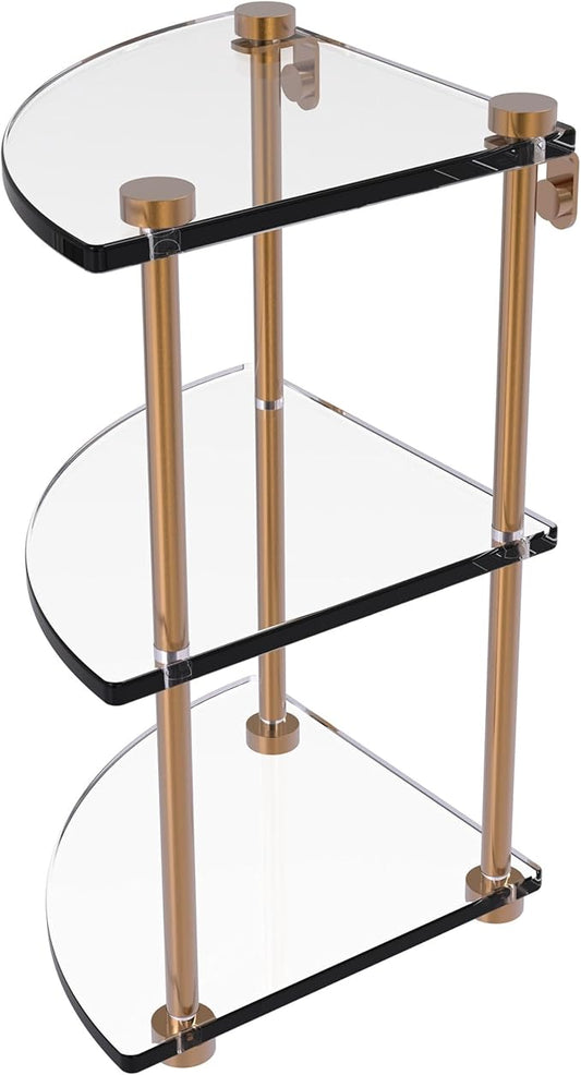 Allied Brass NS-6-BBR Three Tier Corner Glass Shelf, Brushed Bronze