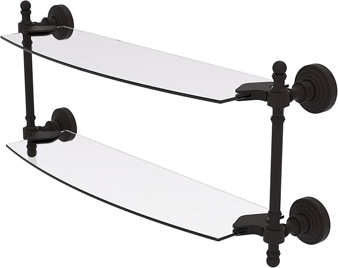 Allied Brass RW-34/18-ORB Retro Wave Collection 18 Inch Two Tiered Glass Shelf, Oil Rubbed Bronze