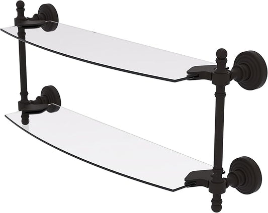 Allied Brass RW-34/18-ORB Retro Wave Collection 18 Inch Two Tiered Glass Shelf, Oil Rubbed Bronze