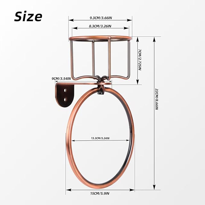 1Pcs Vintage Towel Ring with Candle Holder – Unique Antique Rustic Bathroom Accessories, Towel Holder, Wall-Mounted, Sturdy (Antique)
