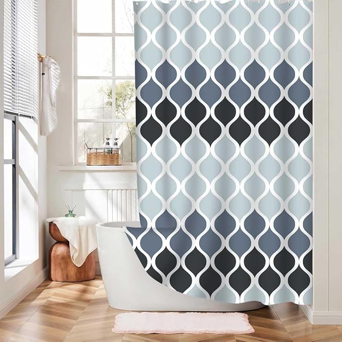Textured Clarisse RV Shower Curtain by Creative Home Ideas - Modern Bathroom Waterproof Fabric, Machine Washable, 47 x 64 Inches