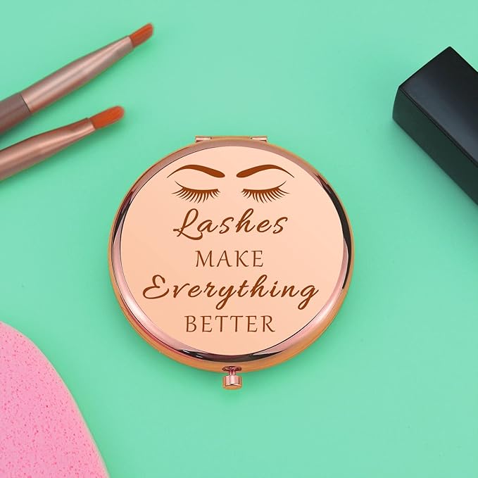 Mwphuy Lash Tech Gifts for Women Makeup Artist Gifts Funny Compact Makeup Mirror for Lash Girl Artist Presents Esthetician Beautician Presents Folding Mirror Graduation Birthday for Friend Sister