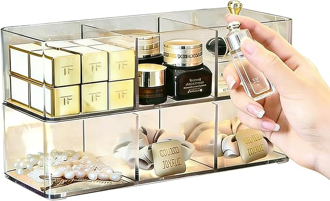 Acrylic Organizers: Makeup Organizer for Drawer for Bathroom Countertop - Cosmetic Organizer for Vanity, Kitchen, Office, Makeup Storage (3-Compartment)