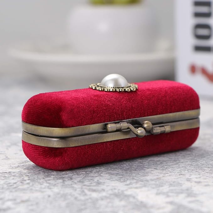 Alipis Retro Velvet Lipstick Organizer Box with Mirror Compact Cosmetic Storage Case Portable Lip Balm Holder 3.93X1.37X0.98 Inches Vintage Makeup Organizer for Travel and Daily Use