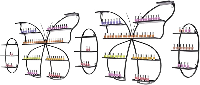 JOMCYDM 5PCS Butterfly Nail Polish Rack Wall Mounted Nail Polish Shelves Cosmetic Display Racks Perfume Lipstick Hanging Display Stand Shelf Organizer for Cosmetics Salon Beauty Shops