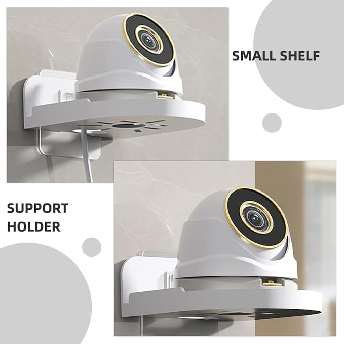 ARTIBETTER 2pcs No Drill Wall Mount Floating Shelf Security Holder Mini Storage Bracket -on Shelf for Bathroom Kitchen White